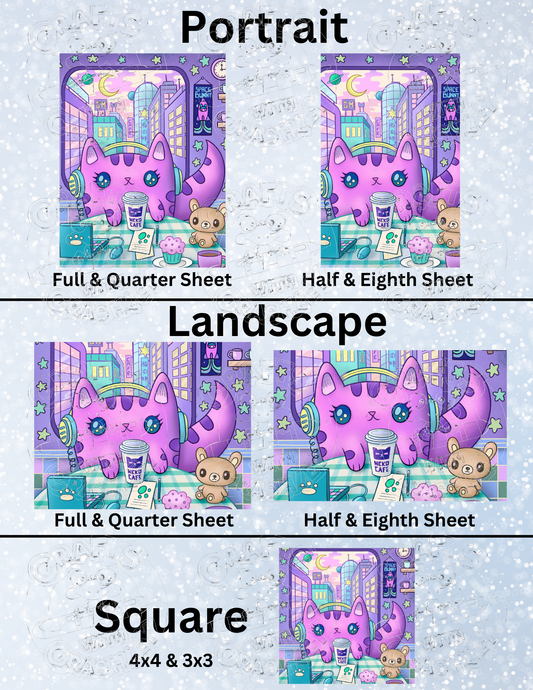 "Neko Cafe" by ©Jeremiah Ketner Decorative Diamond Painting Release Papers