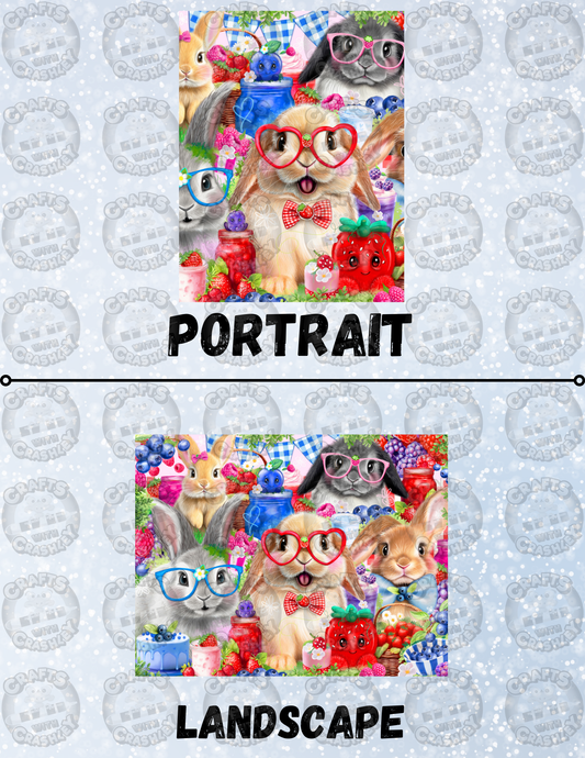 "Bunnies N Berries" by ©Sheena Pike Decorative Diamond Painting Release Papers