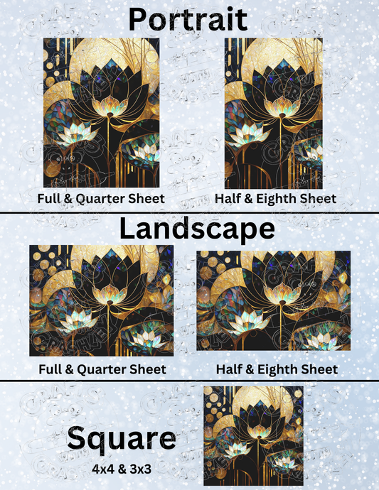 "Golden Lotus" by ©Peggy Collins Decorative Diamond Painting Release Papers