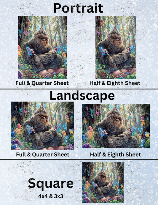 "Peaceful Bigfoot" by ©Dakota Daetwiler Decorative Diamond Painting Release Papers