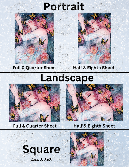 "Sleeps with Butterflies" By ©Margaret Morales Decorative Diamond Painting Release Papers