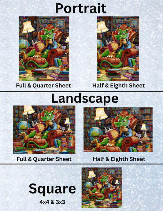 "Literate Dragon" By ©Randal Spangler Decorative Diamond Painting Release Papers