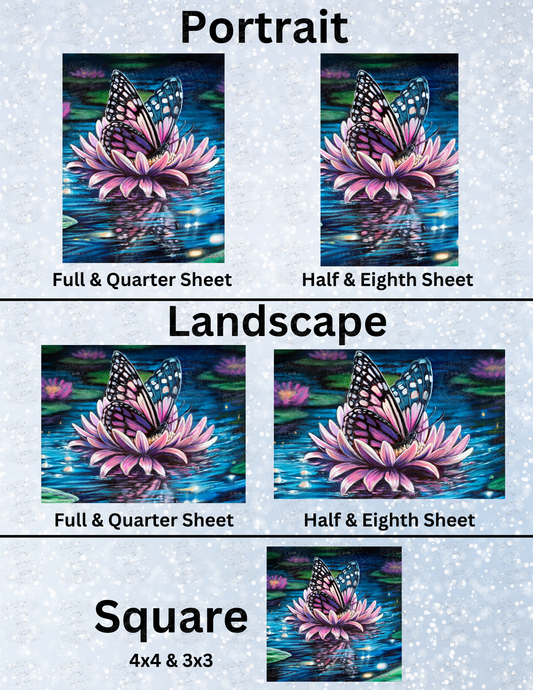 "Butterfly & Lotus" by ©Dakota Daetwiler Decorative Diamond Painting Release Papers