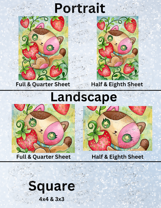 "Strawberry Kitty" by ©Jeremiah Ketner Decorative Diamond Painting Release Papers