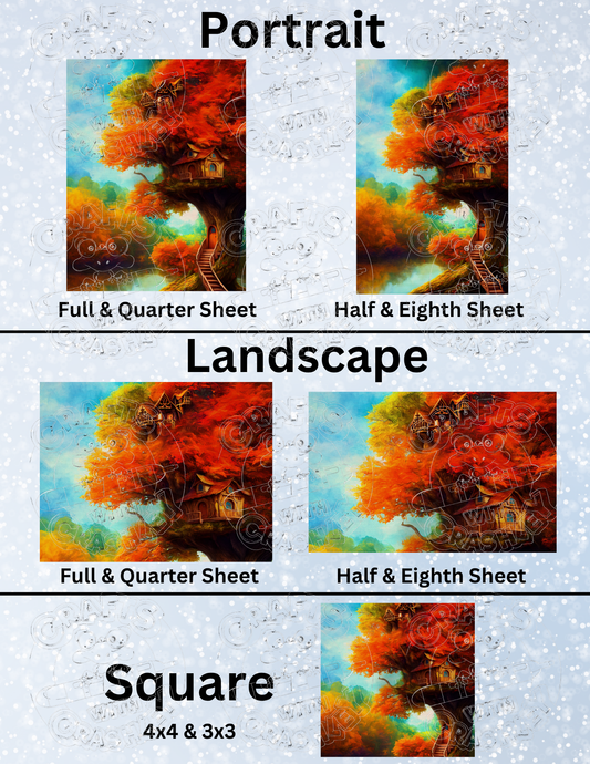 "My Treehouse in Autumn" by ©Peggy Collins Decorative Diamond Painting Release Papers