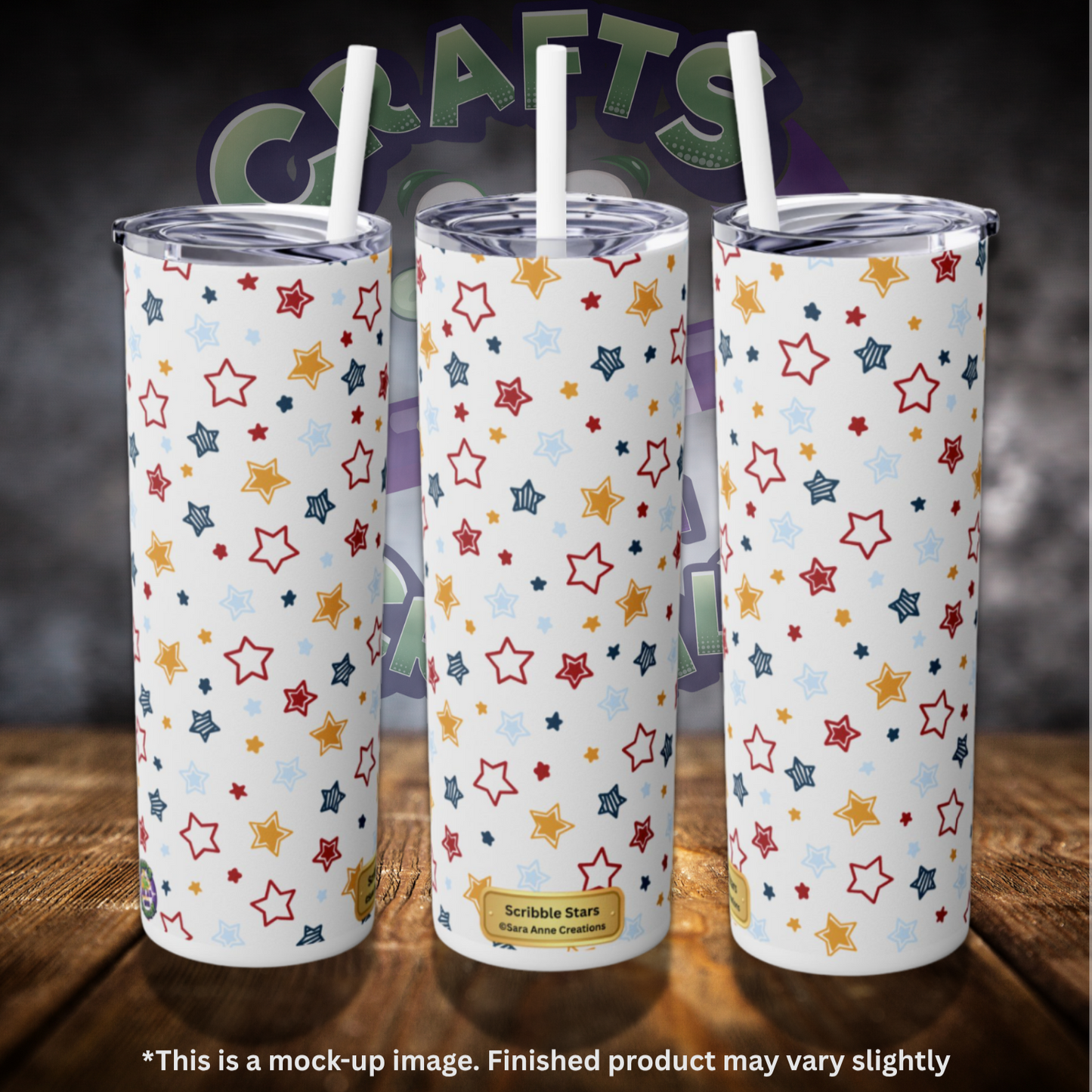 Scribble Stars by ©Sara Anne Creations 20oz Skinny Tumbler