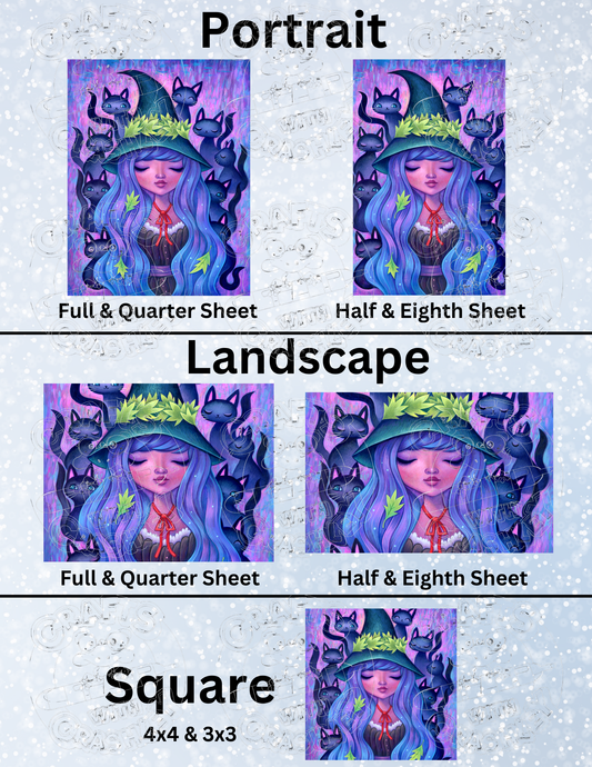 "The Witch's Black Cats" by ©Jeremiah Ketner Premium Decorative Release Papers for Diamond Painting