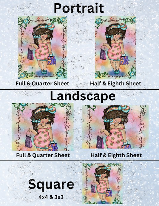 "Shopping Girl Fluffy Bestie" by ©Sherri Baldy Premium Decorative Release Papers for Diamond Painting