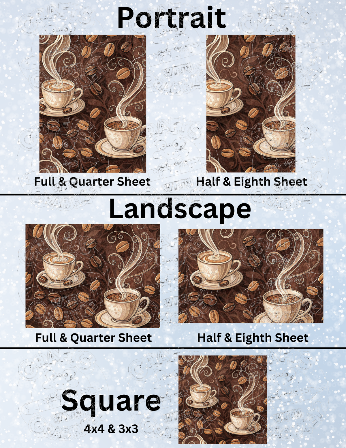 "Steamy Coffee" Premium Decorative Release Papers for Diamond Painting
