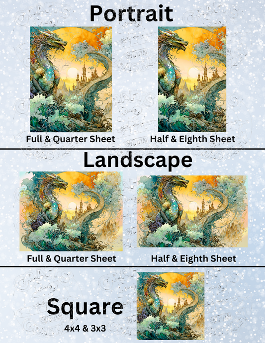 "The Dragon's Wake" by ©T.S. Larking Premium Decorative Release Papers for Diamond Painting