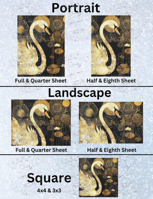 "Swan and Lotus Flowers" by ©Peggy Collins Premium Decorative Release Papers for Diamond Painting