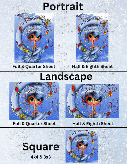 "Mermaid Moon" by ©Sherri Baldy Premium Decorative Release Papers for Diamond Painting