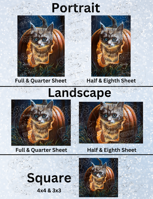 "Hungry Halloween Kitten" by ©Dakota Daetwiler Premium Decorative Release Papers for Diamond Painting