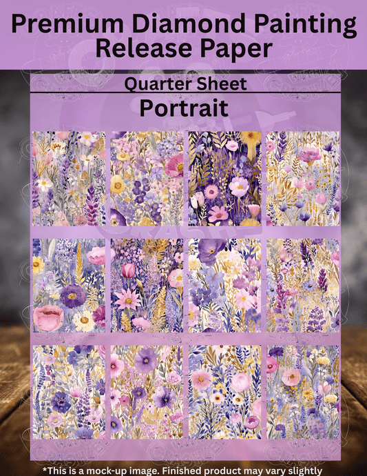 Periwinkle Purple Floral Combo Pack Premium Release Paper for Diamond Painting