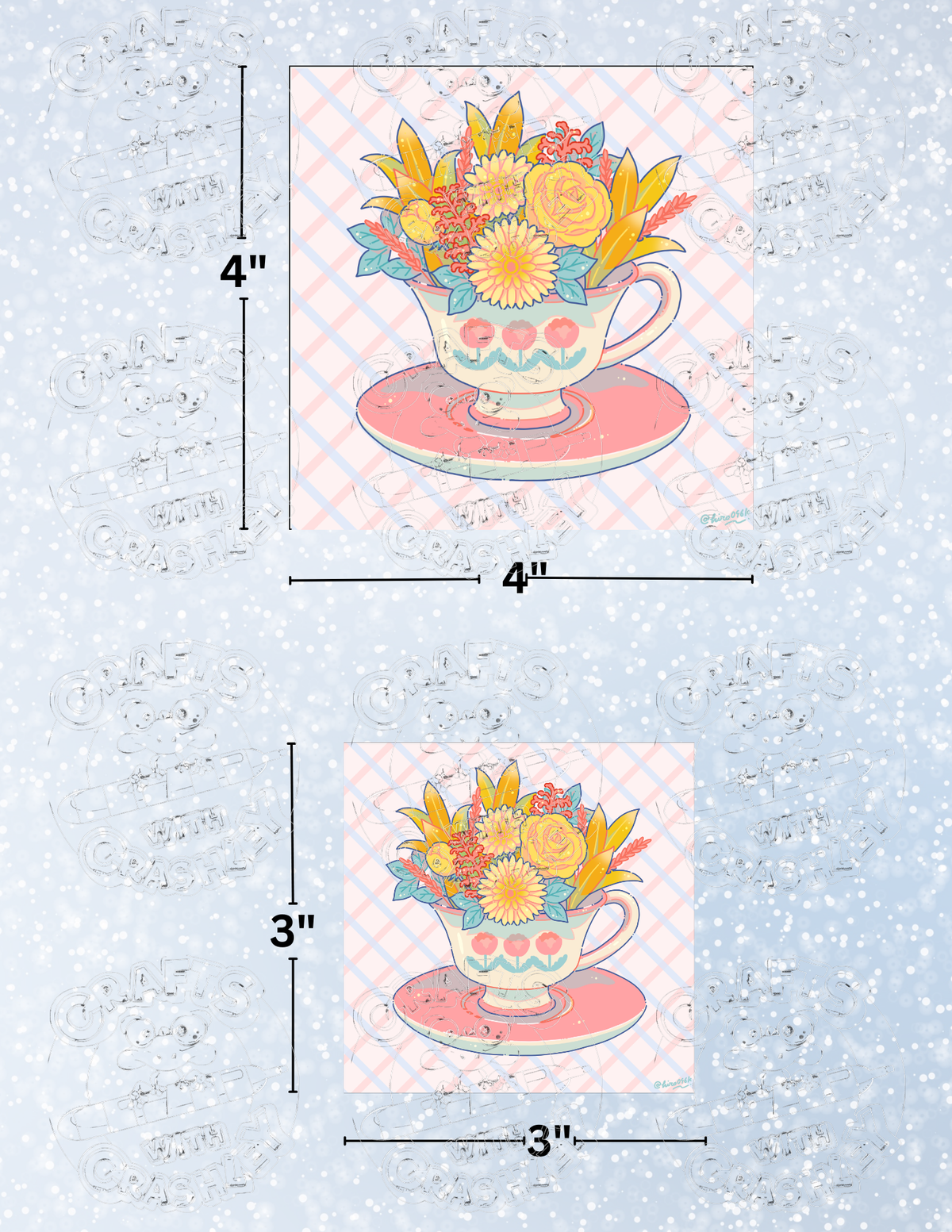 "Flower Tea Cup" by ©Hiroko Hashimoto Premium Decorative Release Papers for Diamond Painting