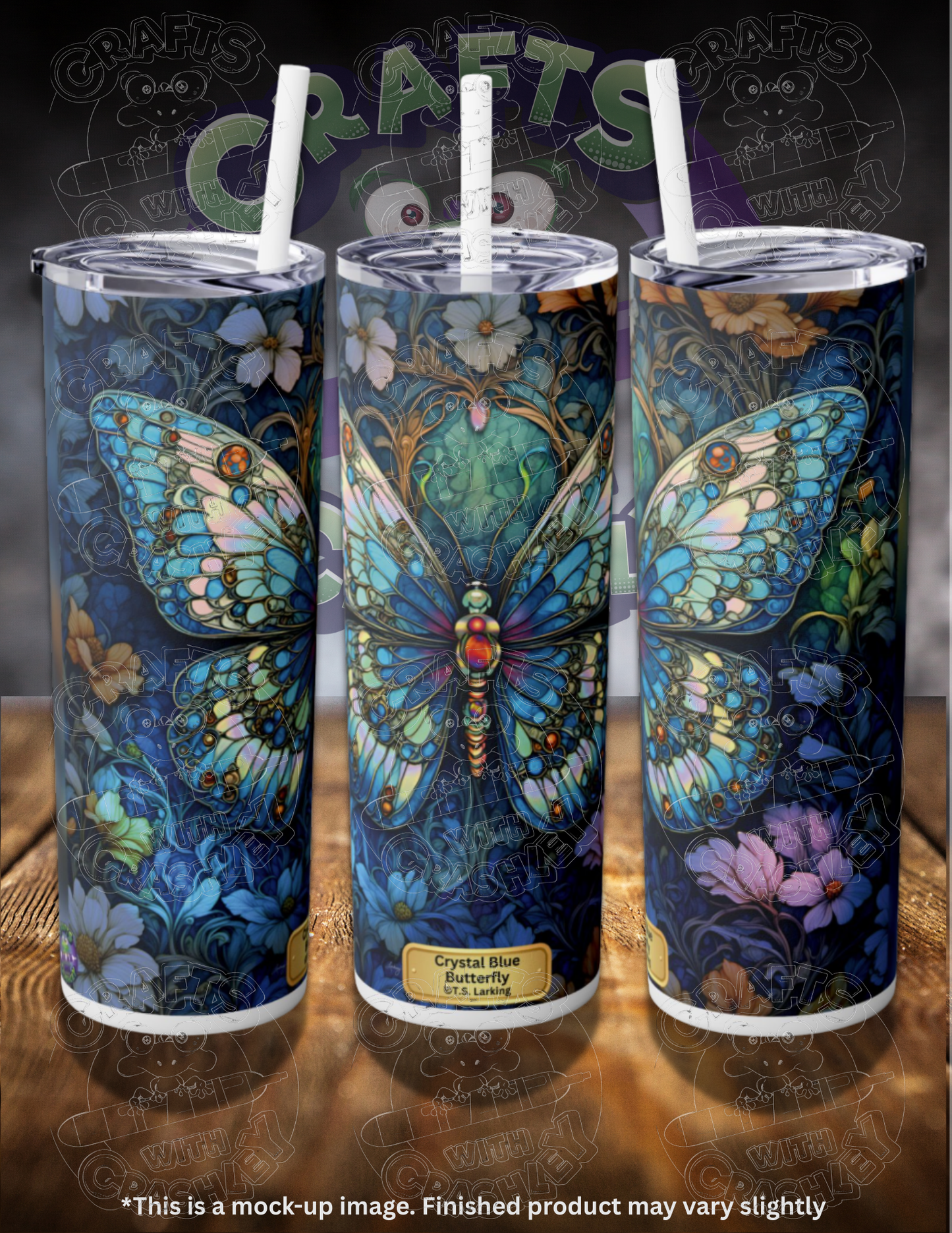 Crystal Blue Butterfly by ©T.S. Larking 20oz Skinny Tumbler