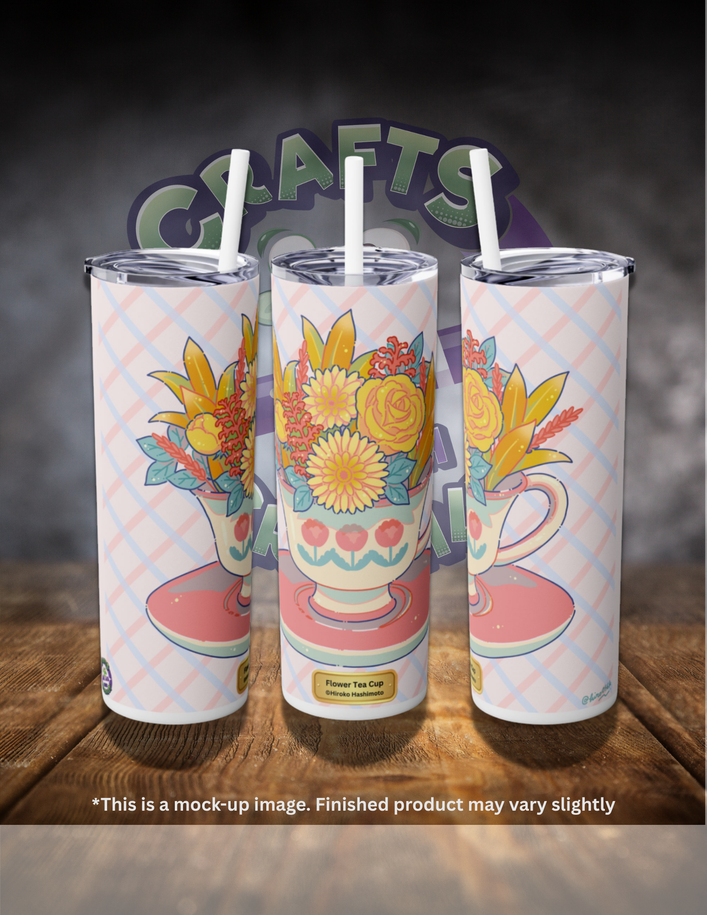 Flower Tea Cup by ©Hiroko Hashimoto 20oz Skinny Tumbler