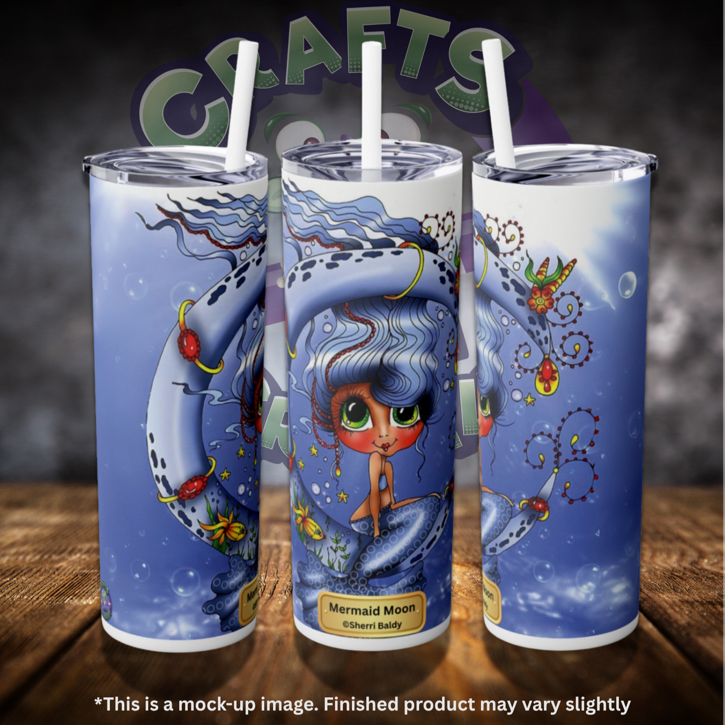 Mermaid Moon by ©Sherri Baldy 20oz Skinny Tumbler