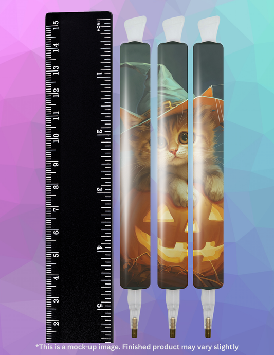 Kitten on a Jack-O-Lantern by ©Auclair Studio Diamond Painting Pen