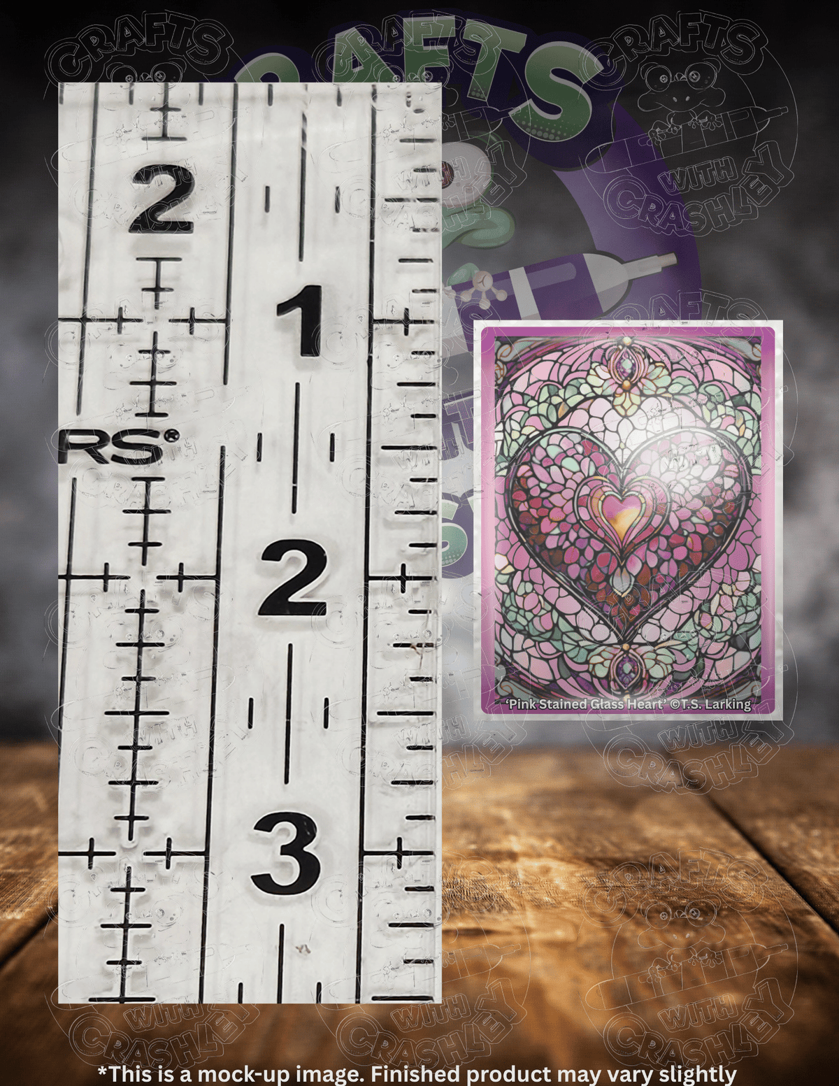 "Pink Stained Glass Heart" by ©T.S. Larking Premium Accessories for Diamond Painting