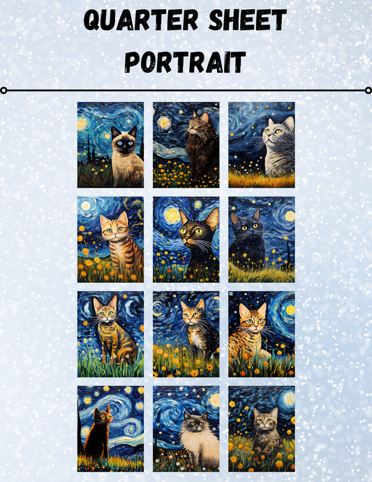 "Star Kitty Night" Decorative Diamond Painting Release Paper