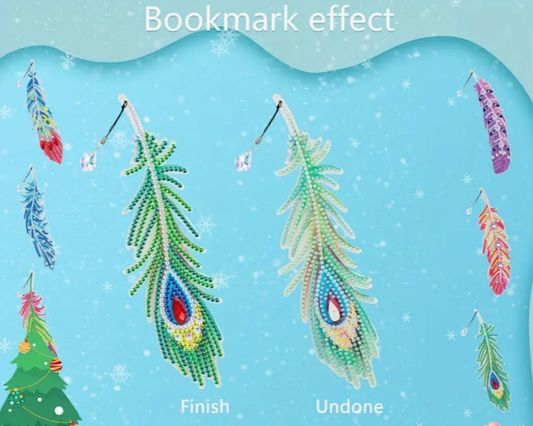 6pcs Set Diamond Painting Feather Bookmarks Kit