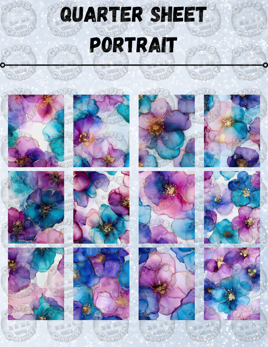 "Alcohol Ink Flowers" Decorative Diamond Painting Release Paper