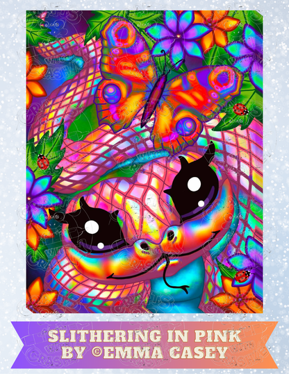 "Slithering in Pink" by Emma Casey Decorative Diamond Painting Release Papers