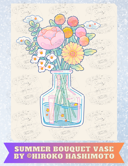 "Summer Bouquet Vase" by ©Hiroko Hashimoto Decorative Diamond Painting Release Papers