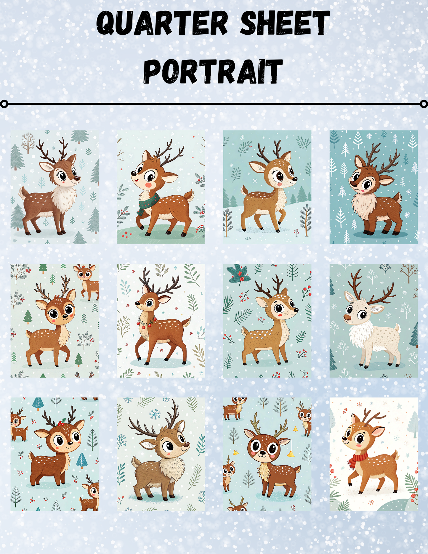 "Holly Jolly Reindeer" Decorative Diamond Painting Release Paper