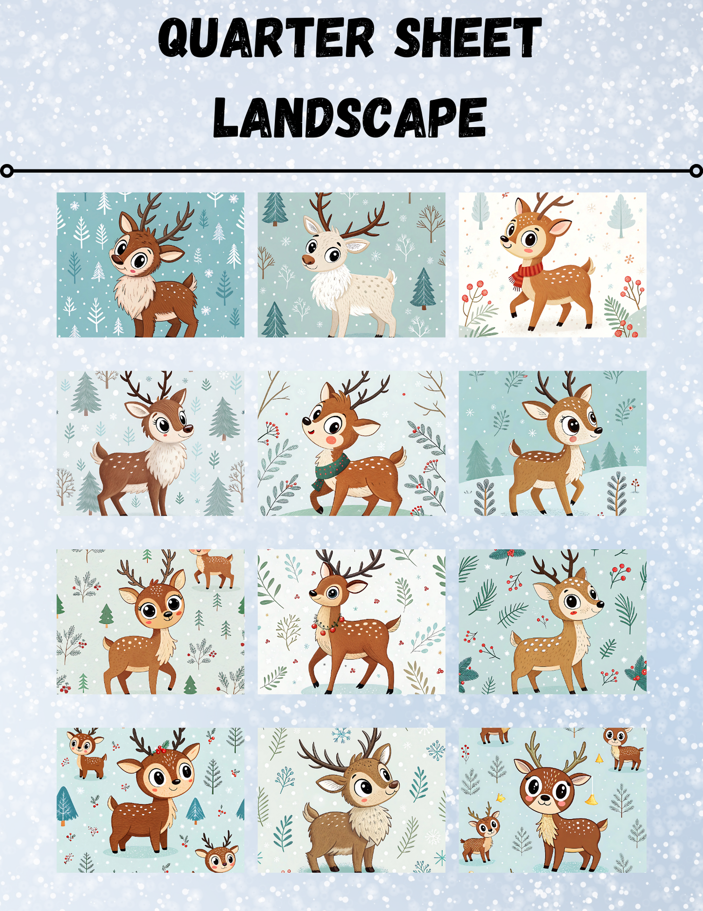 "Holly Jolly Reindeer" Decorative Diamond Painting Release Paper