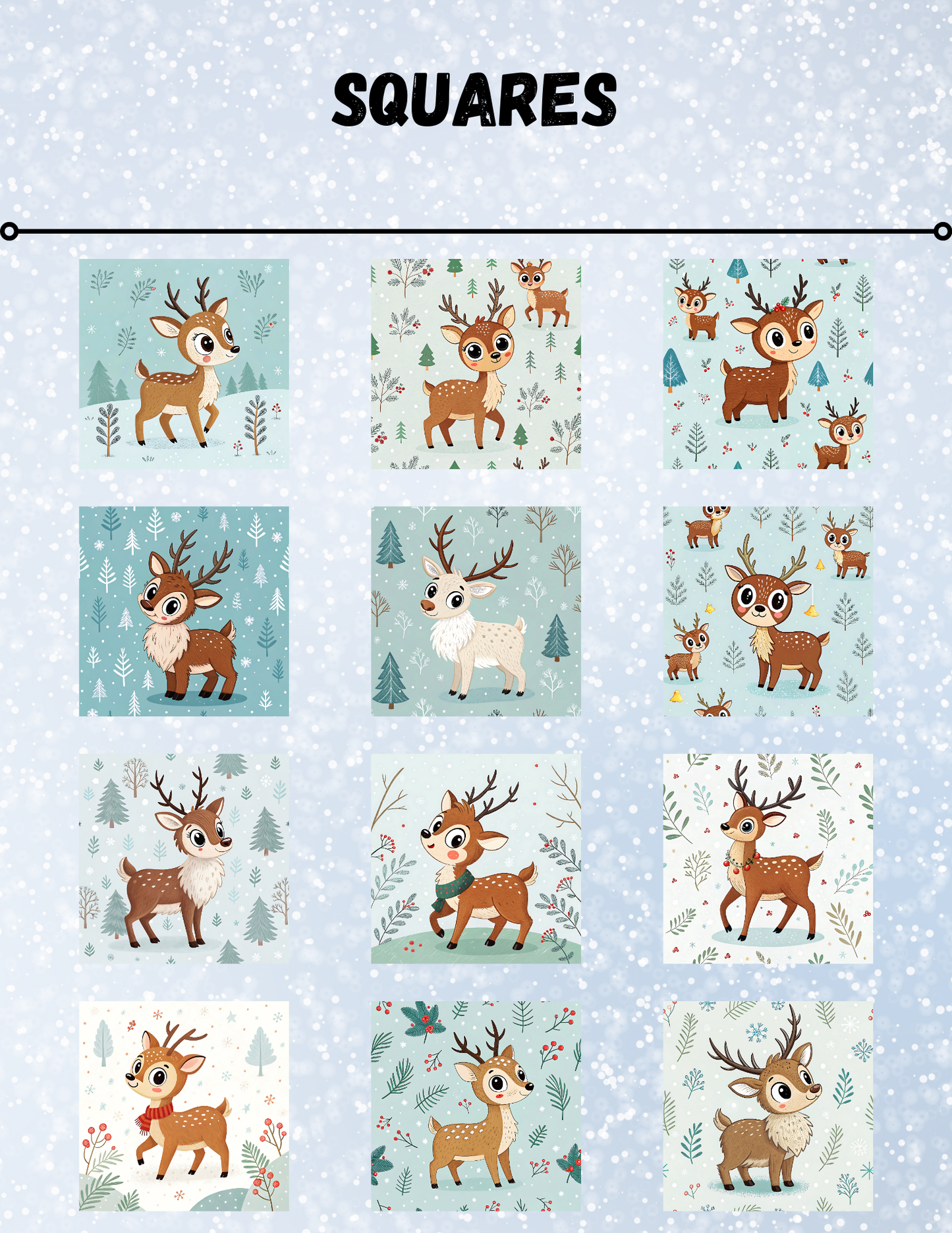 "Holly Jolly Reindeer" Decorative Diamond Painting Release Paper