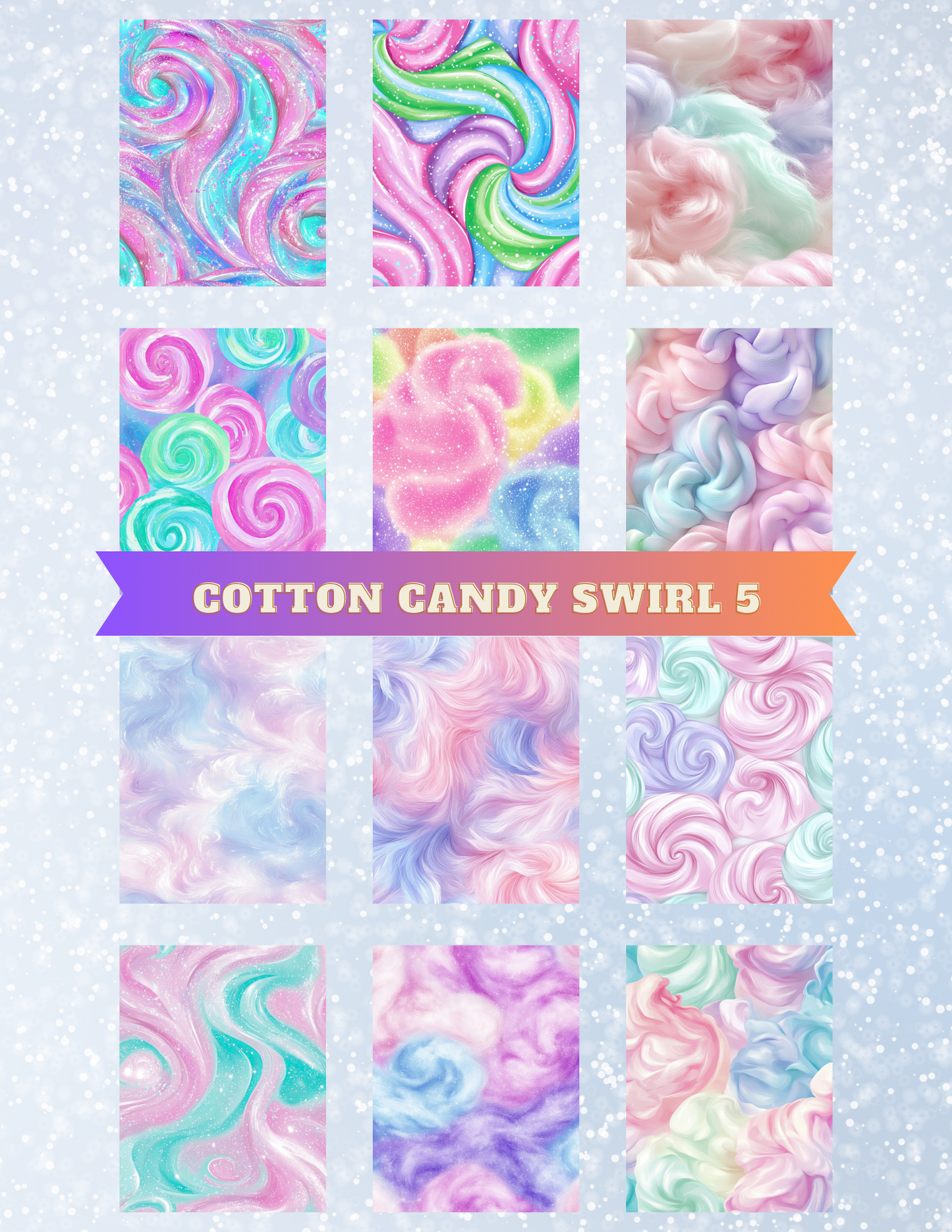 "Cotton Candy Swirl 5" Decorative Diamond Painting Release Paper