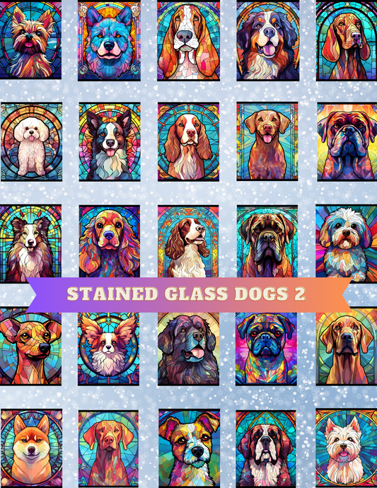 "Stained Glass Dogs 2" Premium Diamond Painting Release Papers