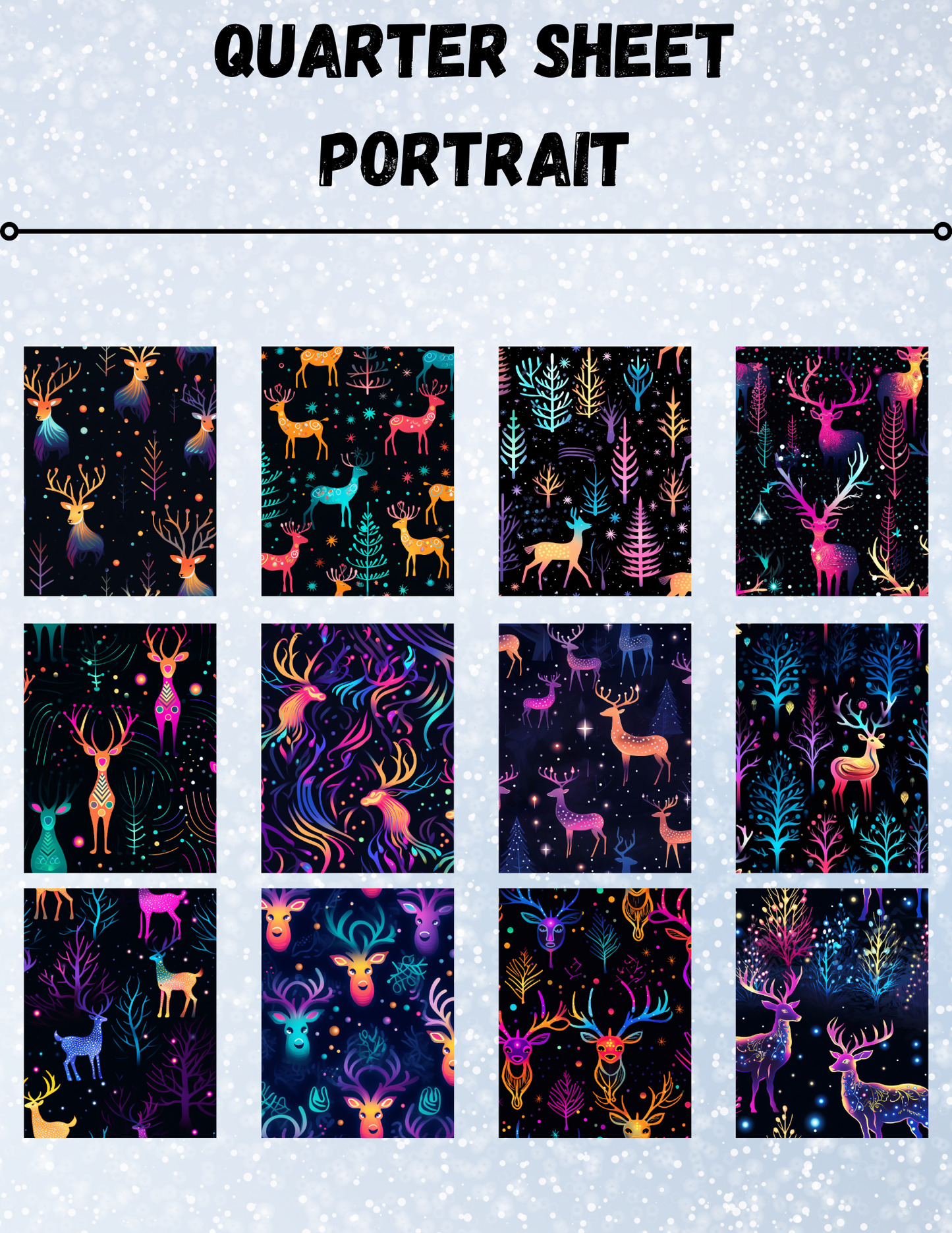 "Neon Reindeer" Decorative Diamond Painting Release Papers