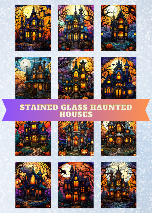 "Stained Glass Haunted Houses" Decorative Diamond Painting Release Papers