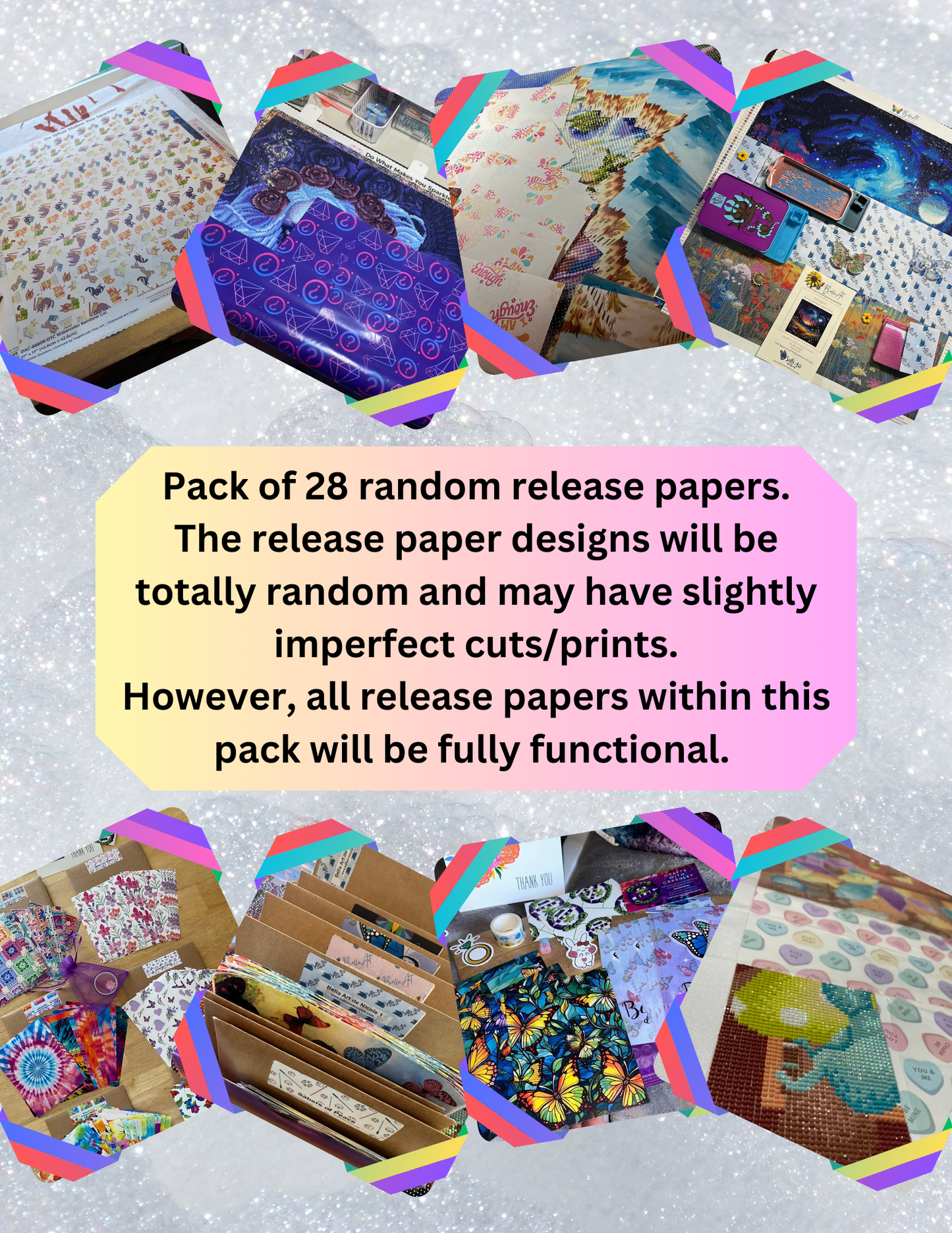 "Quarter Size Release Paper Mystery Pack" Premium Diamond Painting Release Papers