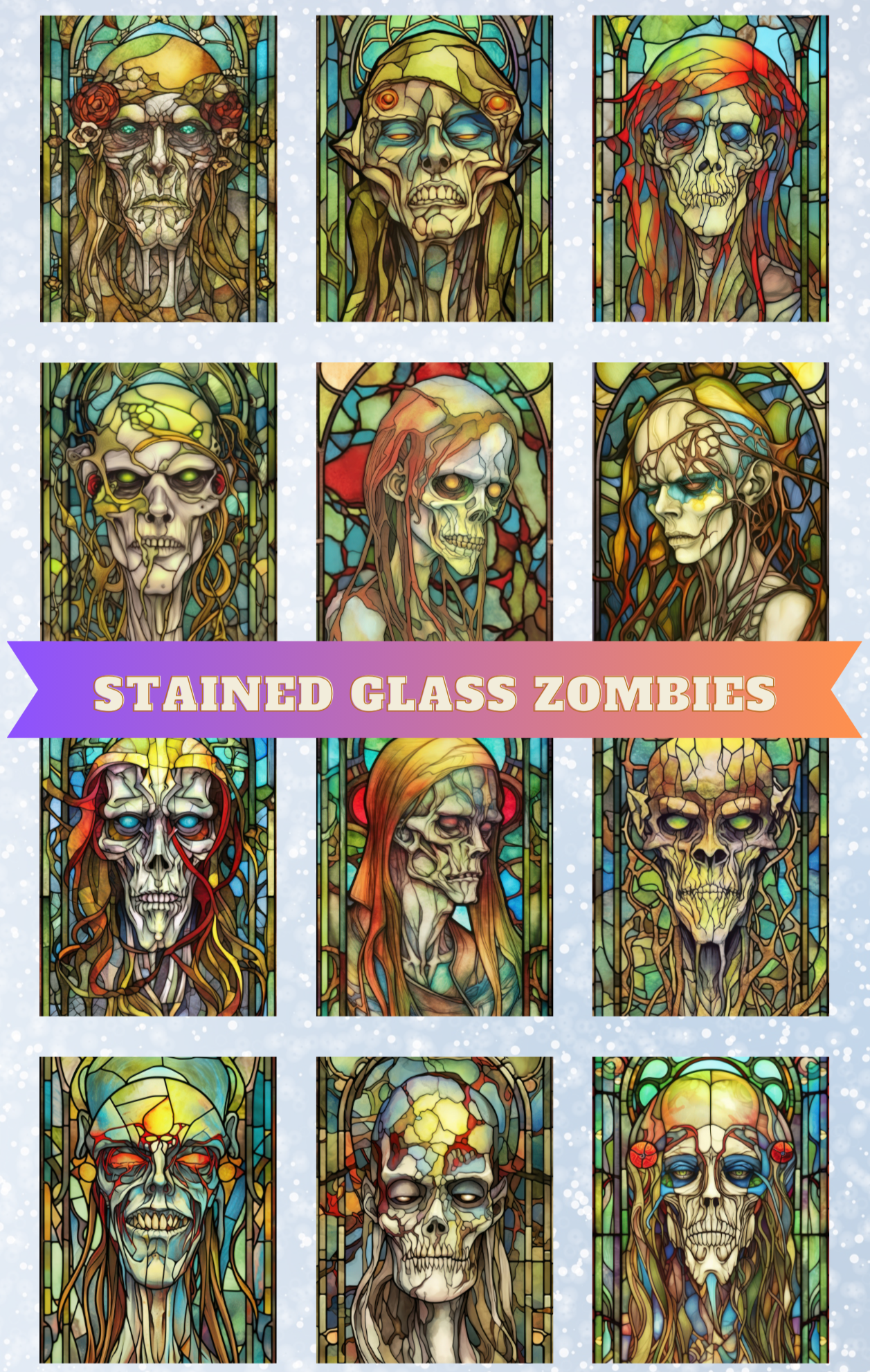 "Stained Glass Zombies" Premium Diamond Painting Release Papers