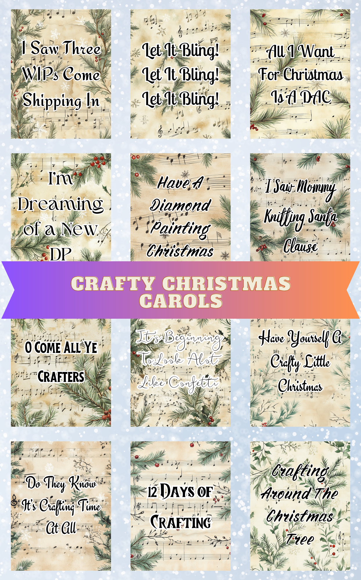 "Crafty Christmas Carols" Decorative Diamond Painting Release Paper