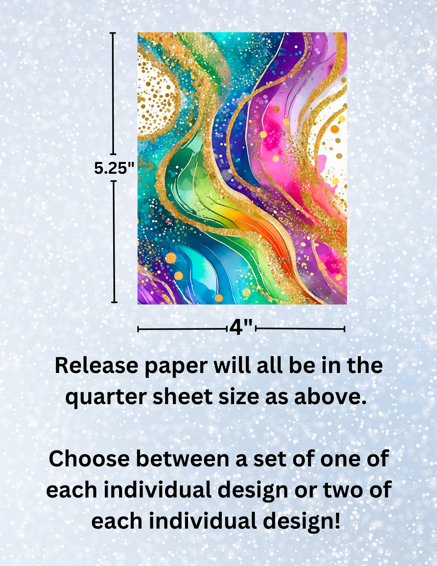 "Glittery Rainbow Swirl" Premium Diamond Painting Release Papers