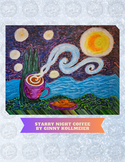 "Starry Night Coffee" By Ginny Kollmeier Decorative Diamond Painting Release Papers