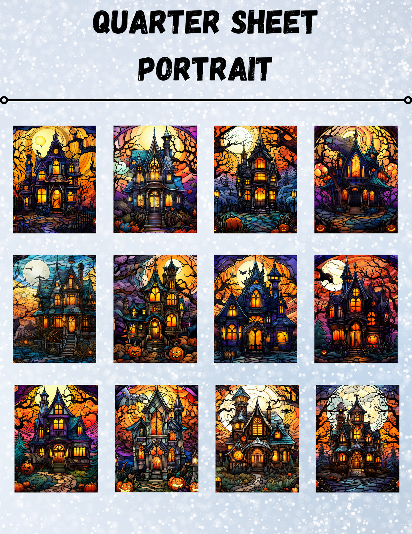 "Stained Glass Haunted Houses" Decorative Diamond Painting Release Papers