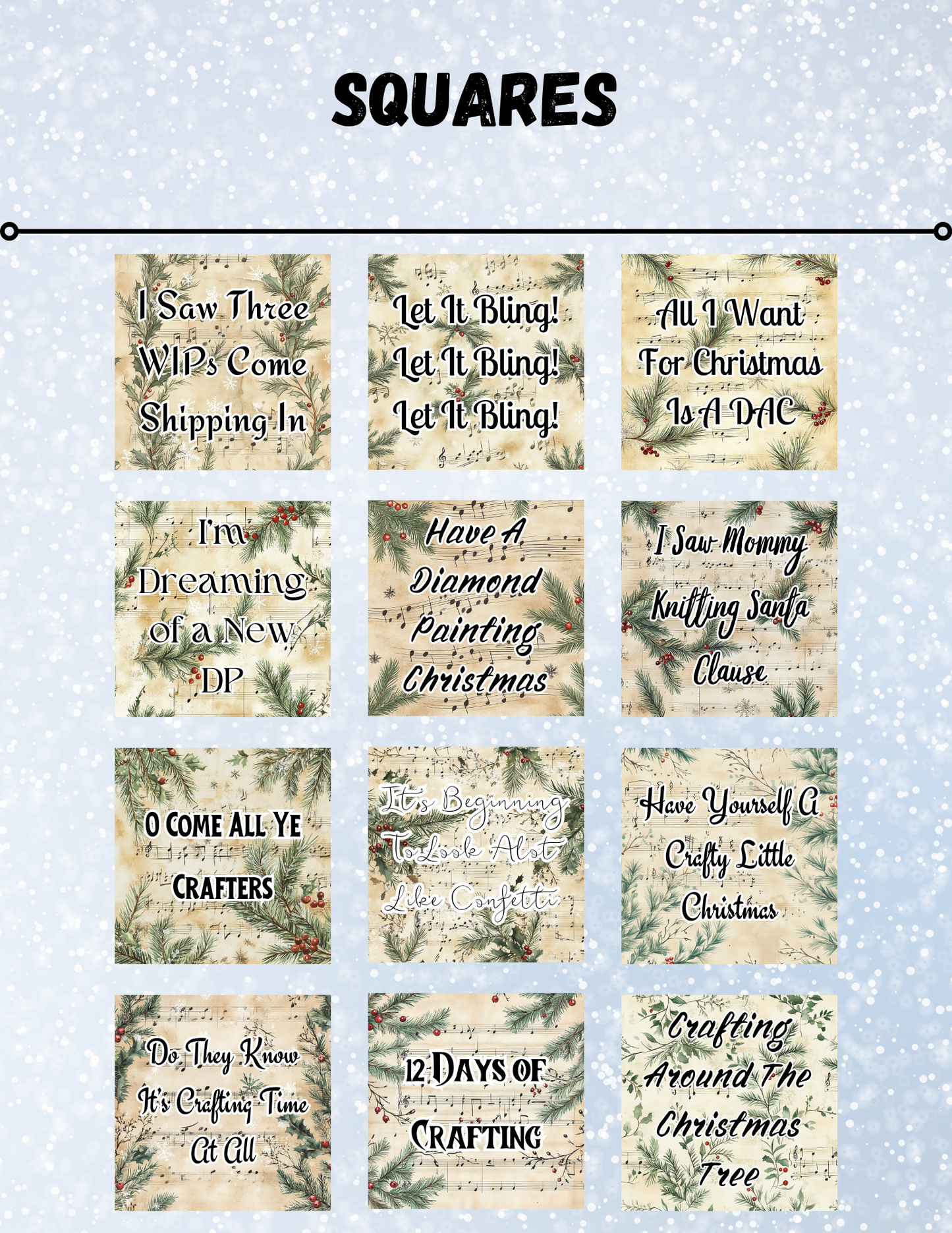 "Crafty Christmas Carols" Decorative Diamond Painting Release Paper