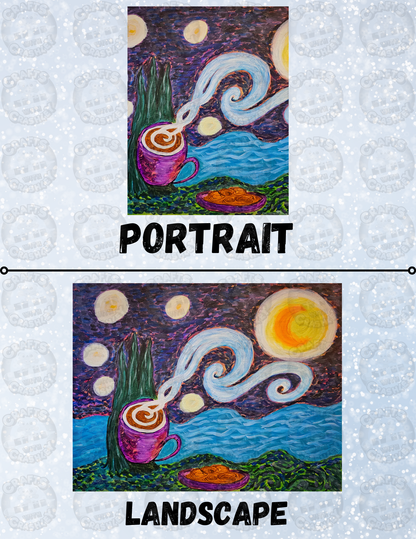 "Starry Night Coffee" By Ginny Kollmeier Decorative Diamond Painting Release Papers