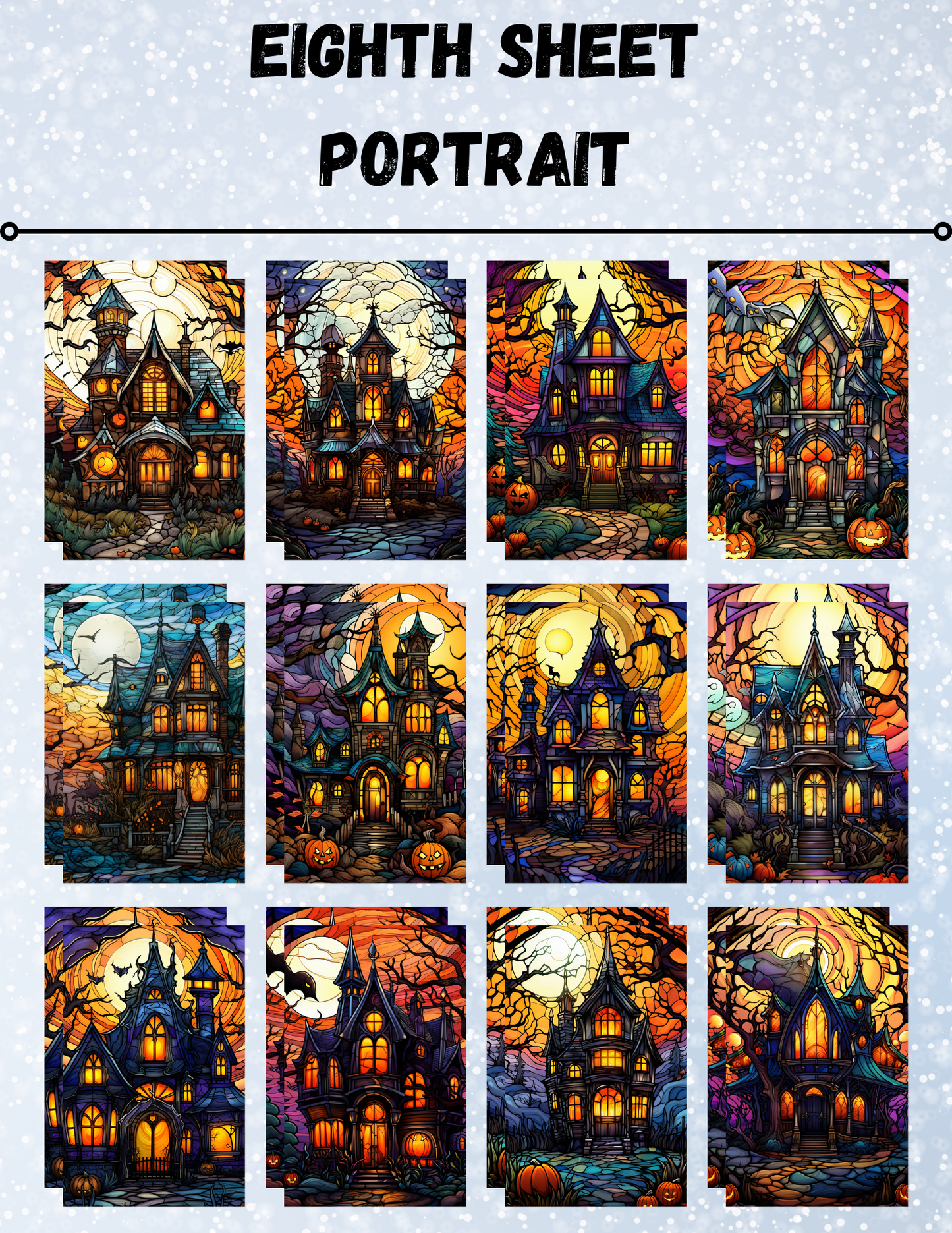 "Stained Glass Haunted Houses" Decorative Diamond Painting Release Papers