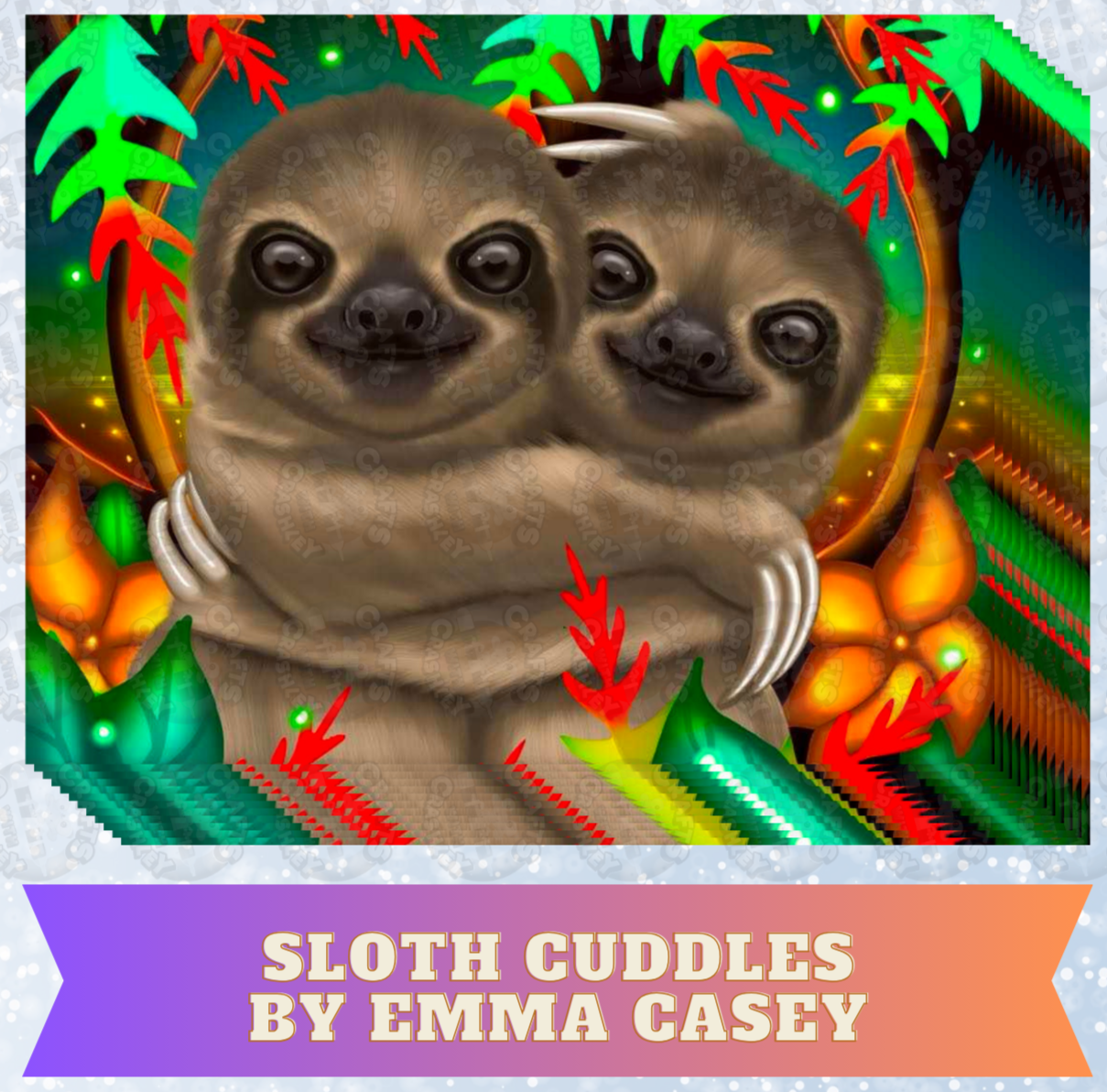 "Sloth Cuddles" by Emma Casey Decorative Diamond Painting Release Papers