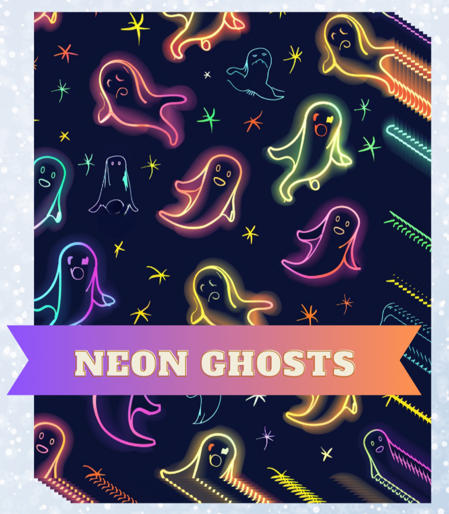 "Neon Ghosts" Decorative Diamond Painting Release Papers