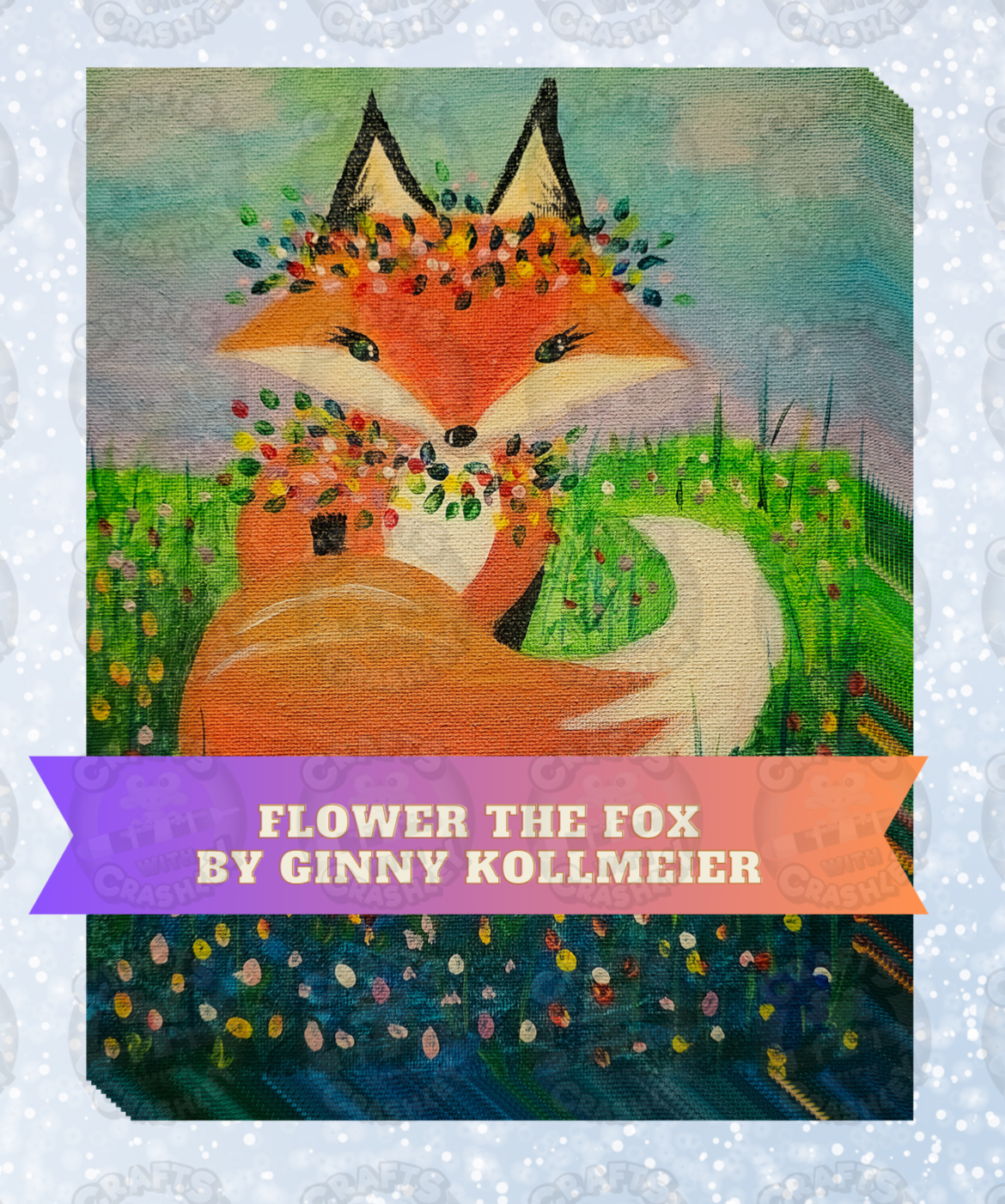 "Flower the Fox" By Ginny Kollmeier Decorative Diamond Painting Release Papers