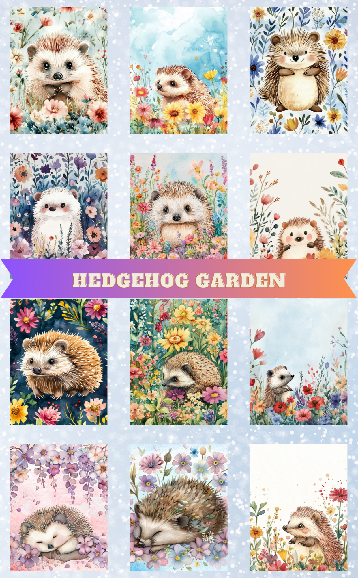 "Hedgehog Garden" Decorative Diamond Painting Release Paper