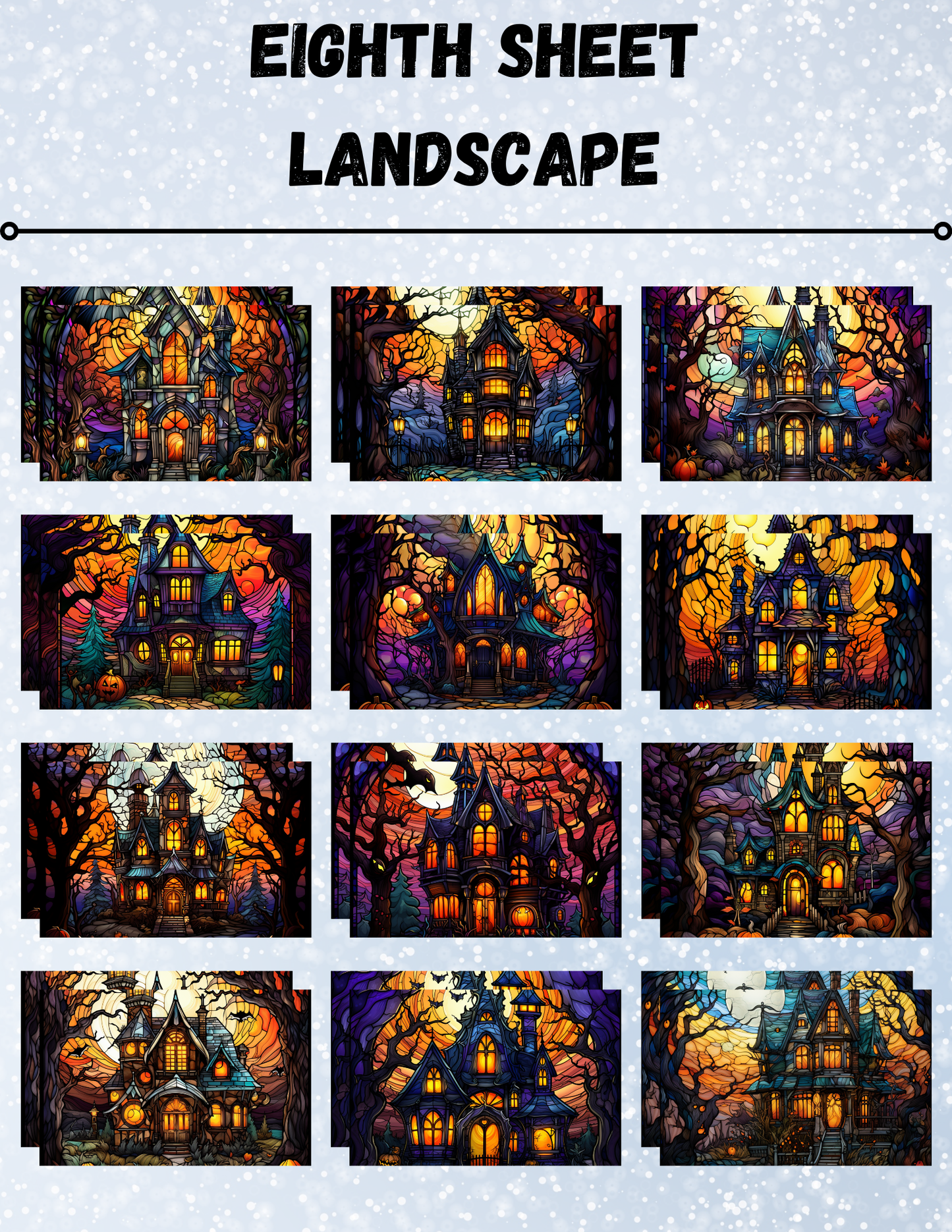 "Stained Glass Haunted Houses" Decorative Diamond Painting Release Papers